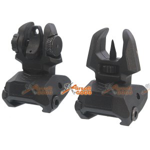 Polymer Pair of Push Up Low Profile Front and Back Sights BK for 20mm Rail - Black