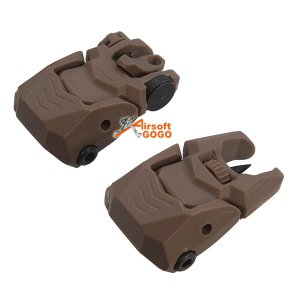 Polymer Pair of Push Up Low Profile Front and Back Sights BK for 20mm Rail - TAN