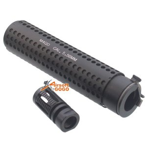 5Ku KAC Style QD Extend Suppressor -14mm CCW w/ Flash Head for Airsoft M4 / M16 AEG