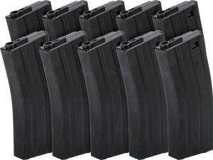 G&P 130rd Mid-Cap Metal Magazine for M4 Series AEG (Black, 10pcs)