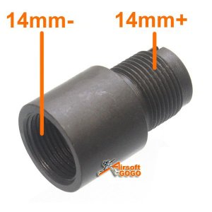 Steel 14mm Barrel Adapter for Airsoft AEG GBB GBBR ( CCW to CW / 14mm- to 14mm+)