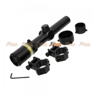 Black Owl Gear 1.5-6X24 OPTIC FIBRE Illuminated Rifle Scope With Mount (Green)