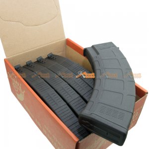 180rd AKM Mid-Cap Magazine for AK Series Airsoft AEG (BK, 5pcs Set)