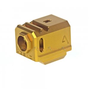 Agency Arms Glock 417 14mm CCW Aluminum Compensator for Marui / VFC /  WE-Tech G17 / G18C Airsoft GBB Series (Gold)