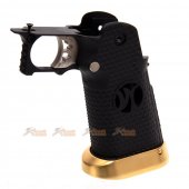 AW IPSC Grip Set for Marui / WE Hi-Capa 5.1, 4.3 Airsoft GBB Black w/ Gold