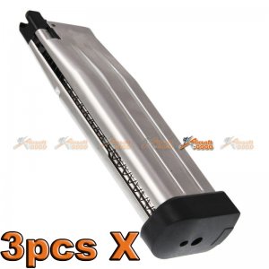 3pcsX AW Custom 30rds HXMG06 5.1 Gas Magazine for Marui WE Airsoft GBB (Silver)