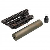 Battleaxe Metal Extended Keymod Handguard Rail with (+/-)14mm Silencer for Marui / CYMA P90 AEG (Black , Olive green)