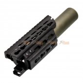 battleaxe metal extended keymod handguard rail 14mm cw ccw silencer marui /cyma p90 aeg black olive green