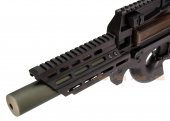 battleaxe metal extended keymod handguard rail 14mm cw ccw silencer marui /cyma p90 aeg black olive green