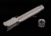 14mm CCW Threaded 9lNE Fluted Outer Barrel with Thread Protector for Marui G19 Airsoft GBB (Silver)