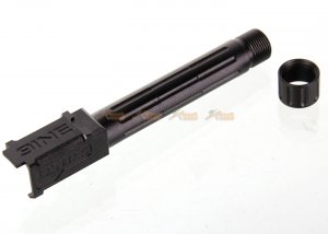 14mm CCW Threaded 9lNE Fluted Outer Barrel with Thread Protector for Marui G19 Airsoft GBB (Black)