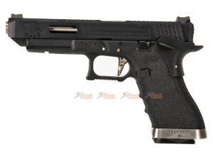 we g34 t5 gbb pistol black slide black frame silver barrel