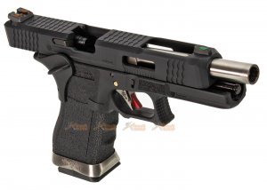 we g34 t5 gbb pistol black slide black frame silver barrel