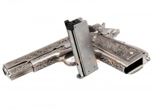 we m1911a1 classic floral pattern gbb pistol silver