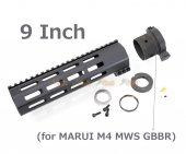 RGW 9 Inch QD Takedown System M-LOK Rail Handguard with Connector Base for Marui M4 MWS GBBR ( BK )