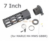 RGW 7 Inch QD Takedown System M-LOK Rail Handguard with Connector Base for Marui M4 MWS GBBR ( BK )