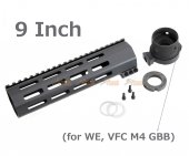 RGW 9 Inch QD Takedown System M-LOK Rail Handguard with Connector Base for VFC / WE M4 GBB ( BK )