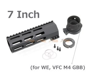 RGW 7 Inch QD Takedown System M-LOK Rail Handguard with Connector Base for VFC / WE M4 GBB ( BK )