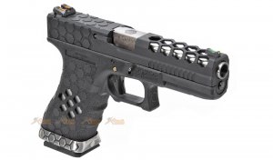 Armorer Works Hex Cut G18C GBB Pistol (Black Slide and Frame)