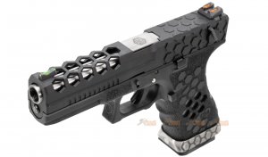 armorer works hex cut g18c gbb pistol black slide frame