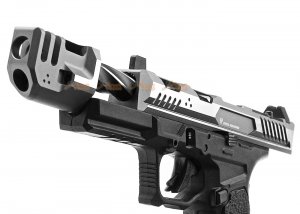 emg strike industries emg ark-17 gbb with detachable compensator silver