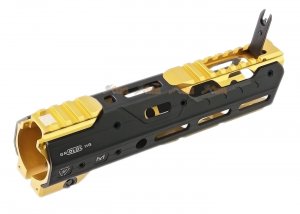 strike industries gridlok 8.5 inch main body with sights and gold titan rail attachment for vfc systema ptw m4 airsoft gun aeg gbbr