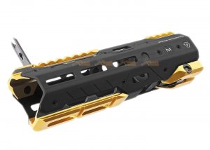 strike industries gridlok 8.5 inch main body with sights and gold titan rail attachment for vfc systema ptw m4 airsoft gun aeg gbbr