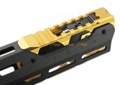 strike industries gridlok 8.5 inch main body with sights and gold titan rail attachment for vfc systema ptw m4 airsoft gun aeg gbbr