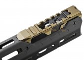 strike industries gridlok 17 inch main body with sights and fde titan rail attachment for vfc systema ptw m4 airsoft gun aeg gbbr