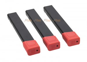 AGG CA 120rds Mid-Cap Magazine (Black) with PTS EPM-AR9 Baseplate (Red) - (3pack)