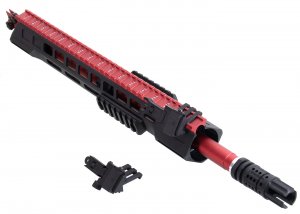 aps phantom extremis rifles mk4  mlok handguard　red top rail with picatinny side rail & outer barrel red coated with 70mm flash hider